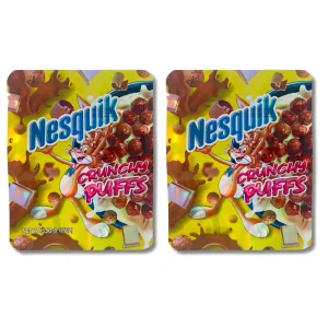 Nesquik Crunchy Puffs 3.5g Mylar Bags, Premium Cannabis Packaging